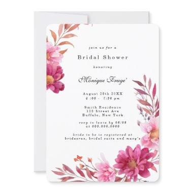 Hot Pink Chrysanthemum Bridal Shower Invitations