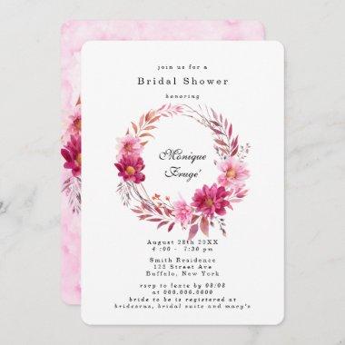 Hot Pink Chrysanthemum Bridal Shower Invitations