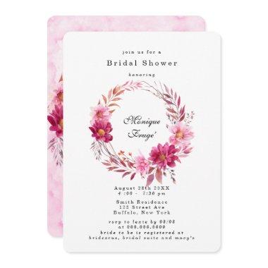 Hot Pink Chrysanthemum Bridal Shower Invitations