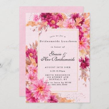 Hot Pink Chrysanthemum Bridesmaids Luncheon Invite