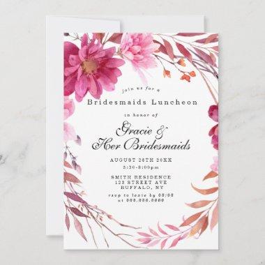 Hot Pink Chrysanthemum Bridesmaids Luncheon Invite