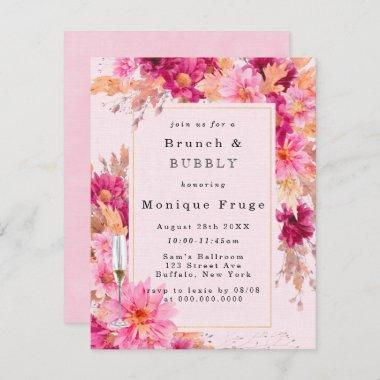 Hot Pink Chrysanthemum Brunch & Bubbly Invitations
