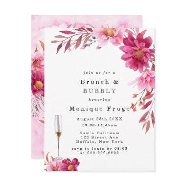 Hot Pink Chrysanthemum Brunch & Bubbly Invitations