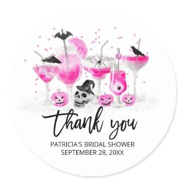 Hot Pink Cocktails Halloween Bridal Shower Classic Round Sticker