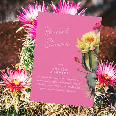 Hot Pink Colorful Cactus Bridal Shower Invitations