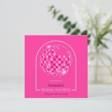 Hot Pink Disco Boogie Bridal Shower Invitations