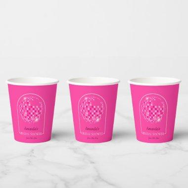 Hot Pink Disco Boogie Bridal Shower Paper Cups