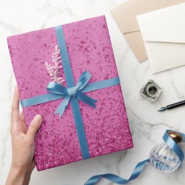 Hot Pink Faux Glitter Wrapping Paper