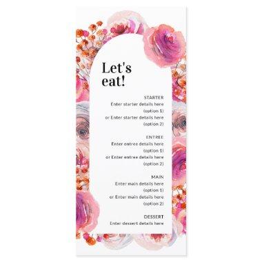 Hot Pink Floral Arch Bridal Shower Menu