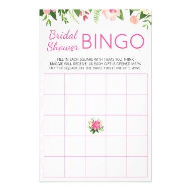 Hot Pink Floral Bridal Shower Bingo Game Flyer