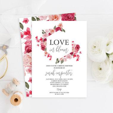 Hot pink Floral Bridal Shower Invitations