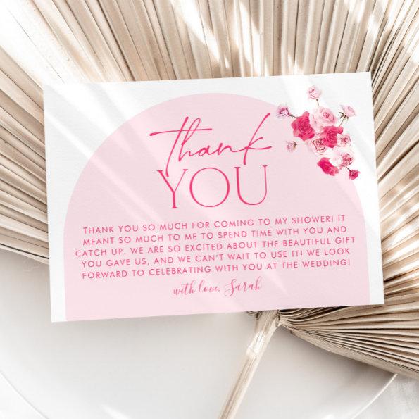 Hot Pink Floral Bridal Shower Thank You Invitations