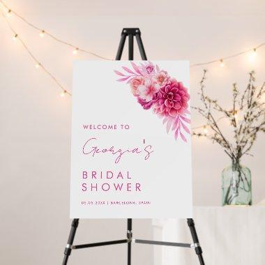 Hot Pink Floral Elegant  Welcome Sign