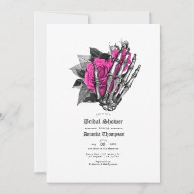Hot-Pink Floral Gothic Bridal Shower Invitations