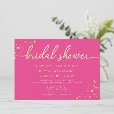 Hot Pink Gold Bridal Shower Invitations