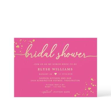 Hot Pink Gold Bridal Shower Invitations