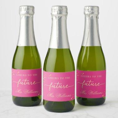 Hot Pink Gold Bridal Shower Sparkling Wine Favor L Sparkling Wine Label