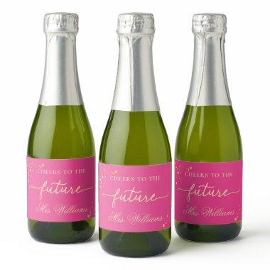 Hot Pink Gold Bridal Shower Sparkling Wine Favor L Sparkling Wine Label