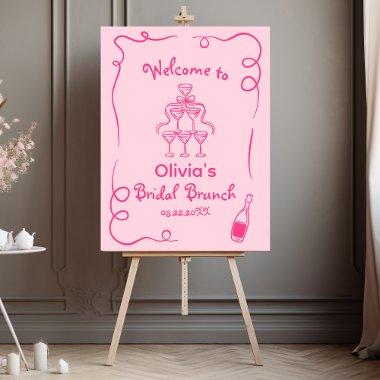 Hot Pink Hand Drawn Whimsical Bridal Brunch Shower Foam Board