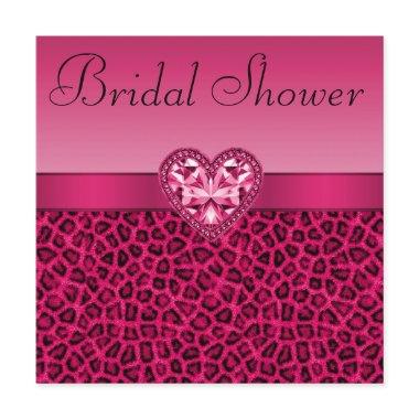 Hot Pink Leopard Print & Bling Heart