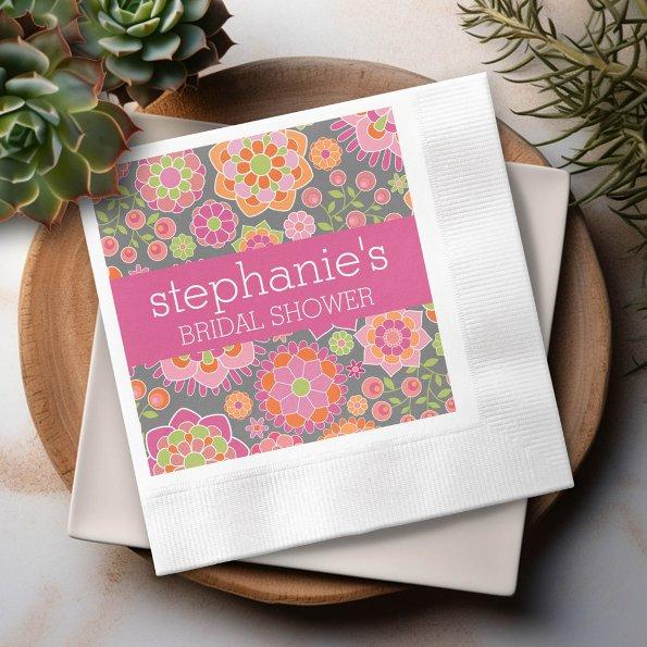 Hot Pink & Lime Green Flowers -  Paper Napkins