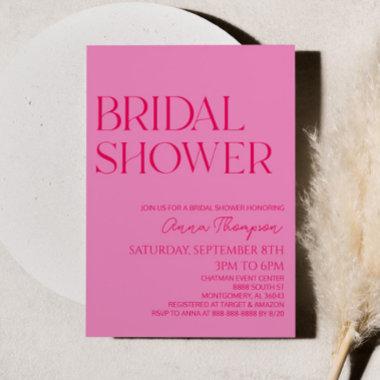 Hot Pink Modern Minimalist Bridal Shower Invitations