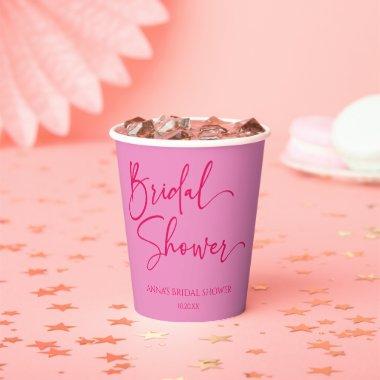 Hot Pink Modern Minimalist  Paper Cups