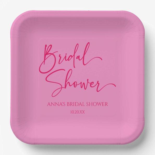 Hot Pink Modern Minimalist  Paper Plates