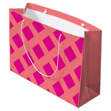 Hot Pink Orange Checker Patterns Boho Colorful Large Gift Bag