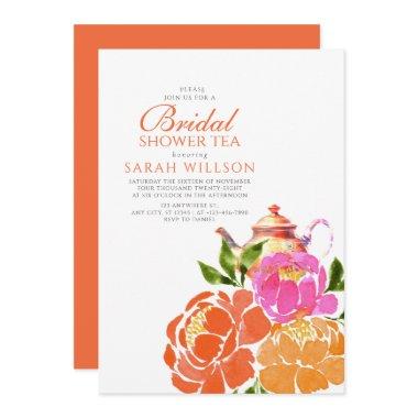 Hot Pink Orange Floral  Tea