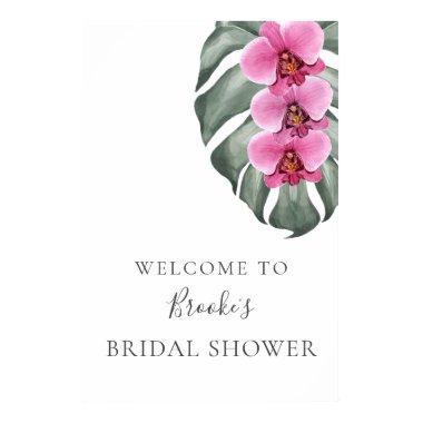 Hot Pink Orchids Bridal Shower Welcome Poster