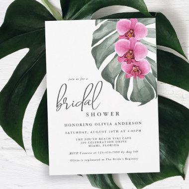 Hot Pink Orchids Tropical Paradise Bridal Shower Invitations