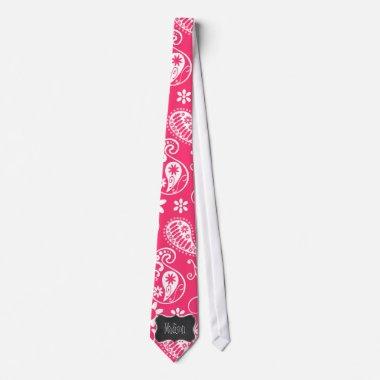 Hot Pink Paisley; Vintage Chalkboard Tie