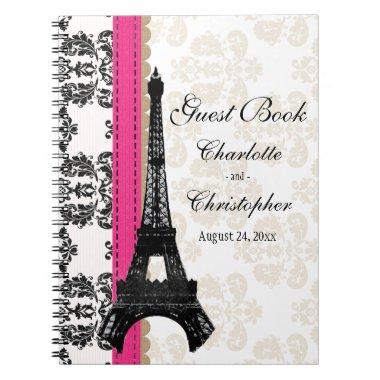 Hot Pink Parisian Eiffel Tower Wedding Guest Book