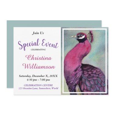 HOT PINK PEACOCK PARTY EVENT INVITE