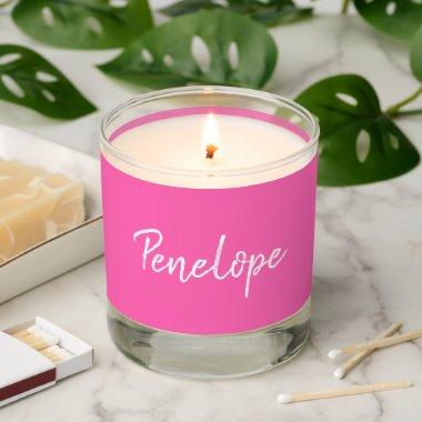 Hot Pink Personalized Script Scented Jar Candle