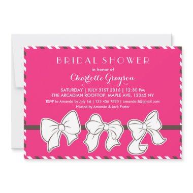 Hot Pink Ribbons and Bows Bridal Shower Invitations