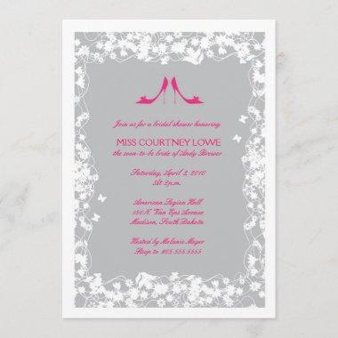 Hot Pink Shoes Bridal Shower Invitations