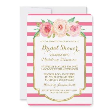 Hot Pink Stripes Gold Pink Floral