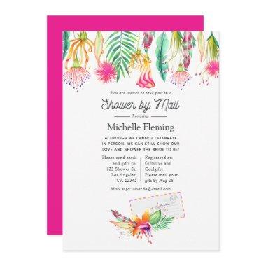 Hot-Pink Tropical Summer Bridal Shower by Mail Invitations