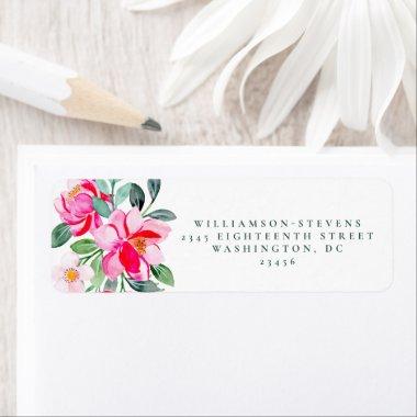 Hot Pink Yellow Watercolor Floral Bridal Shower Label