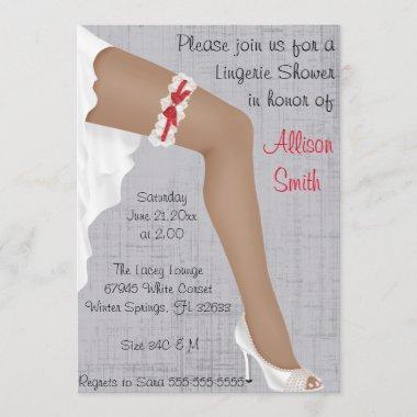 Hot Red & White Lace Lingerie Bridal Shower Invitations