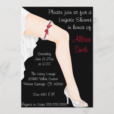 Hot Red & White Lace Lingerie Bridal Shower Invitations