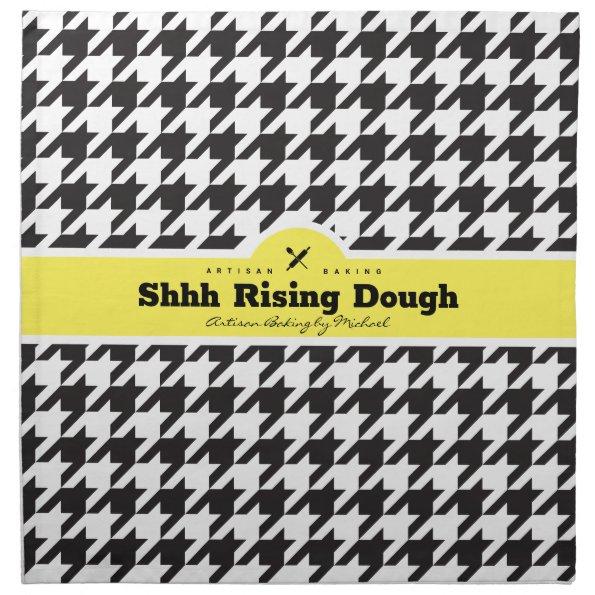 HOUNDSTOOTH Black & White Challah Dough Cover + Cloth Napkin