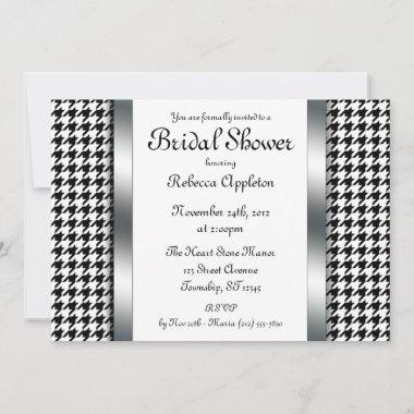 Houndstooth & Silver Design Bridal Shower Invites