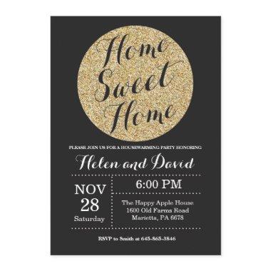 Housewarming Party Black Gold Glitter