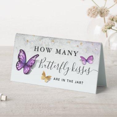 How Many Butterfly Kisses are in the Jar Purple Table Tent Sign
