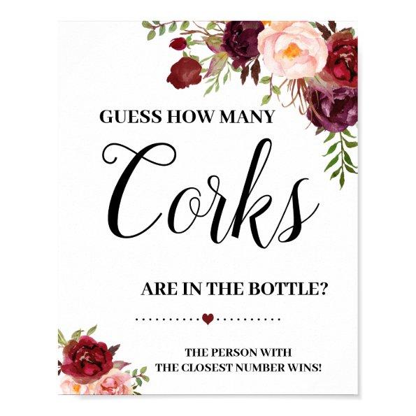 How many corks bridal shower game marsala sign