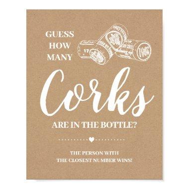 How many corks bridal shower rustic game sign