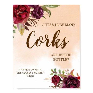 How Many Corks | Burgundy  Game Sign